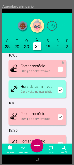 Tela de Agenda/Calendário