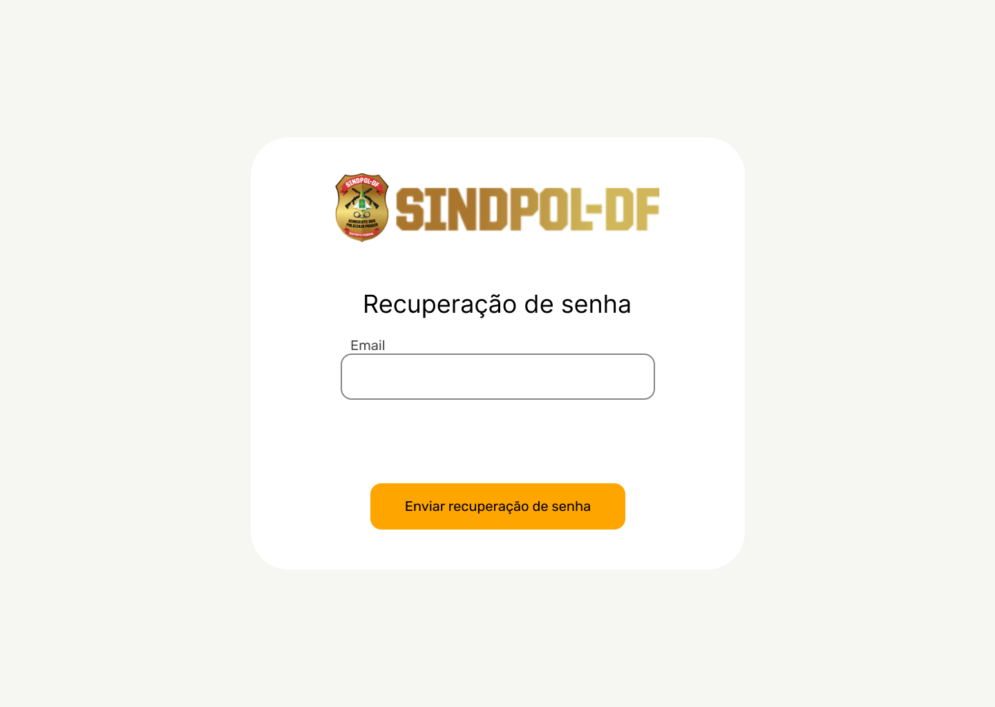 Tela de recuperação de senha