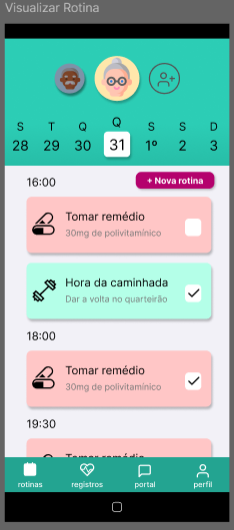 Tela de Agenda/Calendário